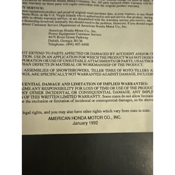 Honda HRM 17E PVA SVA Rotary Mower OEM Owners Manual HR17E 1992 - Picture 7 of 9